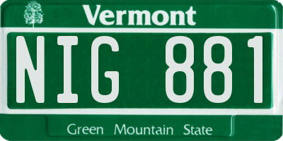 VT license plate NIG881
