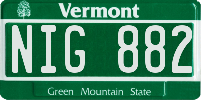 VT license plate NIG882
