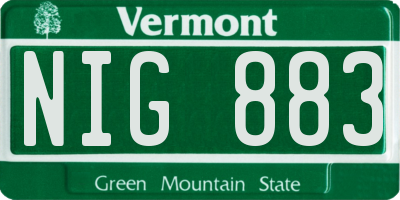 VT license plate NIG883