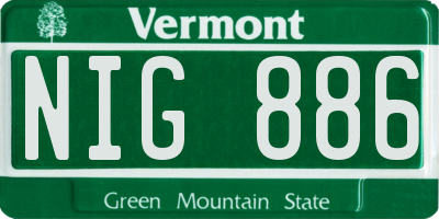 VT license plate NIG886