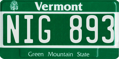 VT license plate NIG893