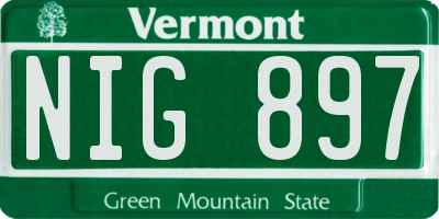 VT license plate NIG897