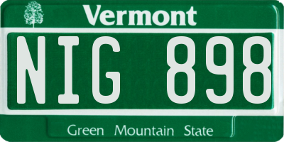 VT license plate NIG898