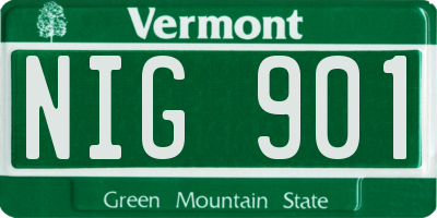 VT license plate NIG901