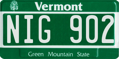 VT license plate NIG902