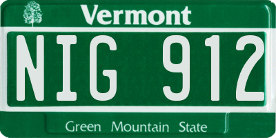 VT license plate NIG912