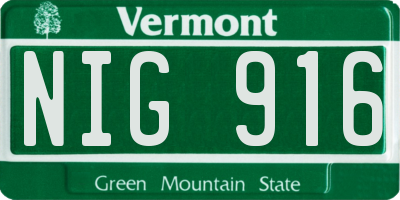 VT license plate NIG916