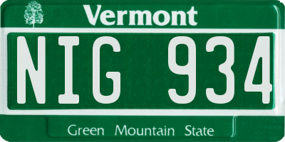 VT license plate NIG934