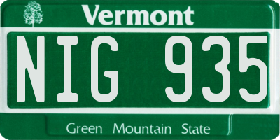 VT license plate NIG935