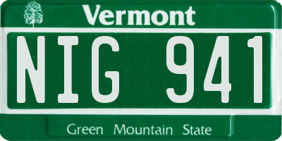 VT license plate NIG941