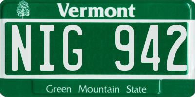 VT license plate NIG942