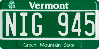 VT license plate NIG945