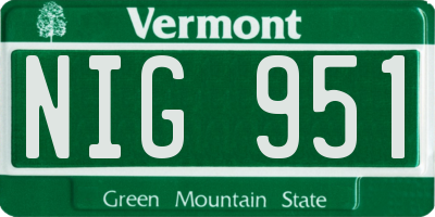 VT license plate NIG951