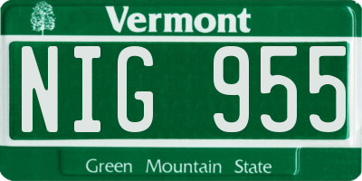 VT license plate NIG955