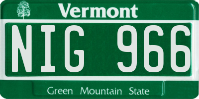 VT license plate NIG966