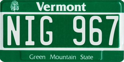 VT license plate NIG967