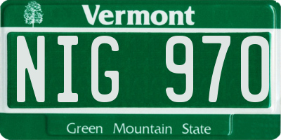 VT license plate NIG970