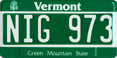 VT license plate NIG973