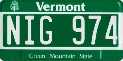 VT license plate NIG974