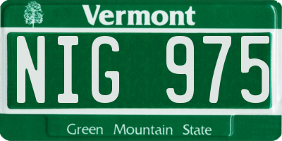 VT license plate NIG975