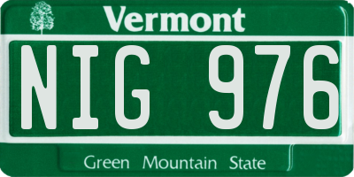 VT license plate NIG976