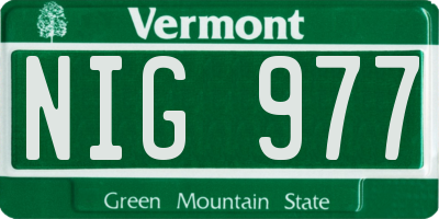 VT license plate NIG977