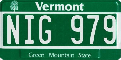 VT license plate NIG979