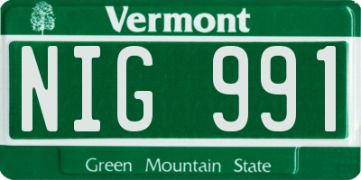 VT license plate NIG991