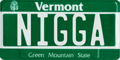 VT license plate NIGGA