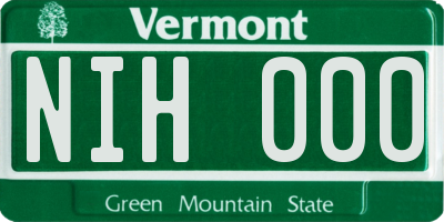 VT license plate NIH000
