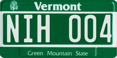 VT license plate NIH004