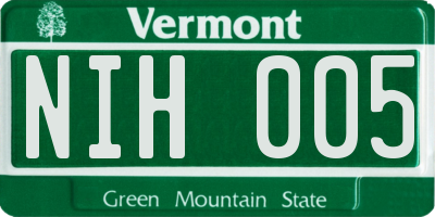 VT license plate NIH005