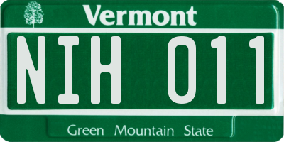VT license plate NIH011
