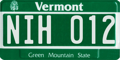 VT license plate NIH012