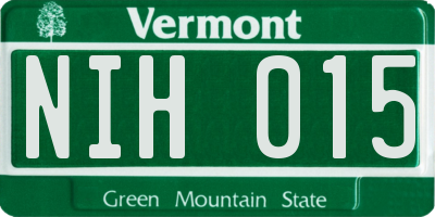 VT license plate NIH015