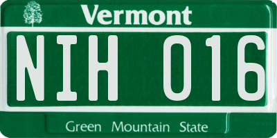 VT license plate NIH016