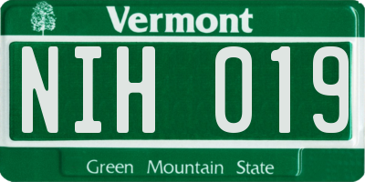 VT license plate NIH019