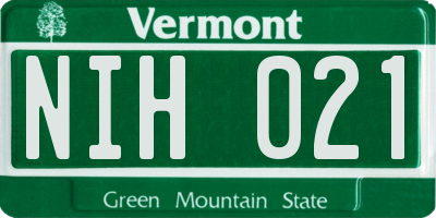 VT license plate NIH021