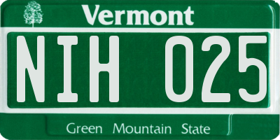 VT license plate NIH025