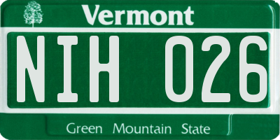 VT license plate NIH026