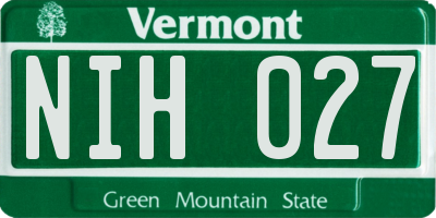 VT license plate NIH027