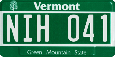 VT license plate NIH041