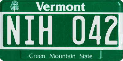 VT license plate NIH042