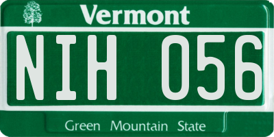 VT license plate NIH056
