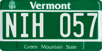 VT license plate NIH057