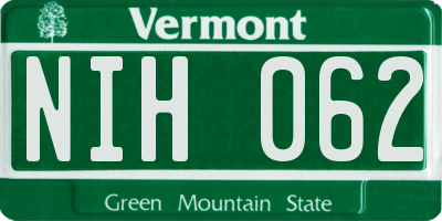VT license plate NIH062