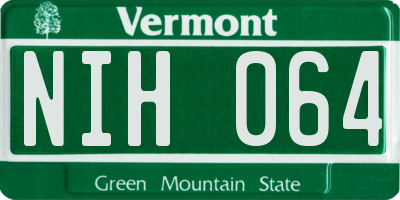 VT license plate NIH064