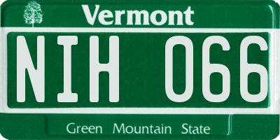 VT license plate NIH066