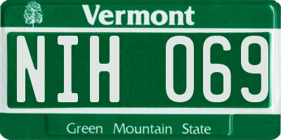 VT license plate NIH069