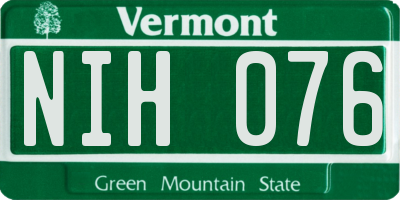 VT license plate NIH076